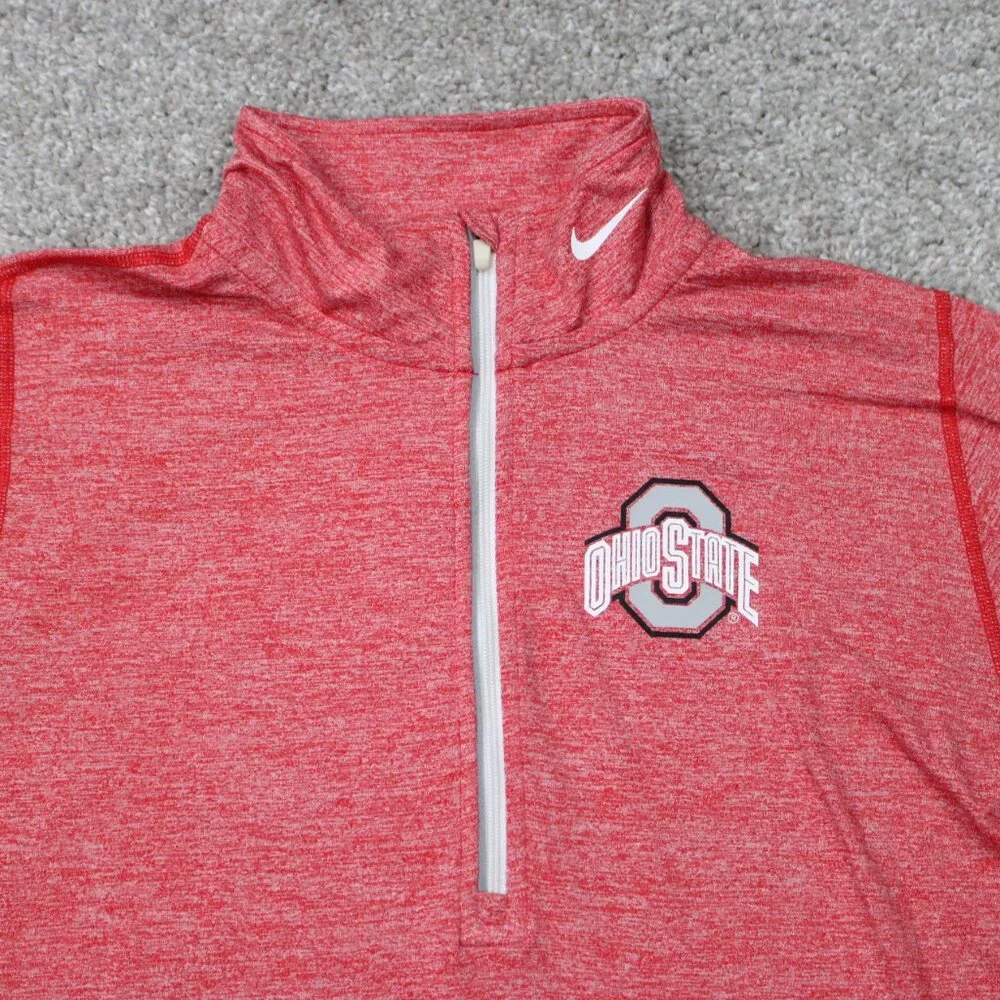 Nike Element Ohio State‎ Sweatshirt Mens Small Red Dri-Fit 1/4 Zip L/S Pullover